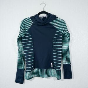 Reebok Navy & Green Speedwick Hooded Running Sweatshirt‎ Size XS
